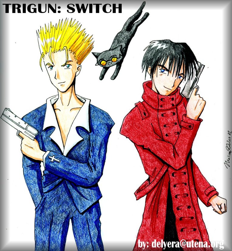 Vash and Wolfwood switch clothes, but not guns!!!